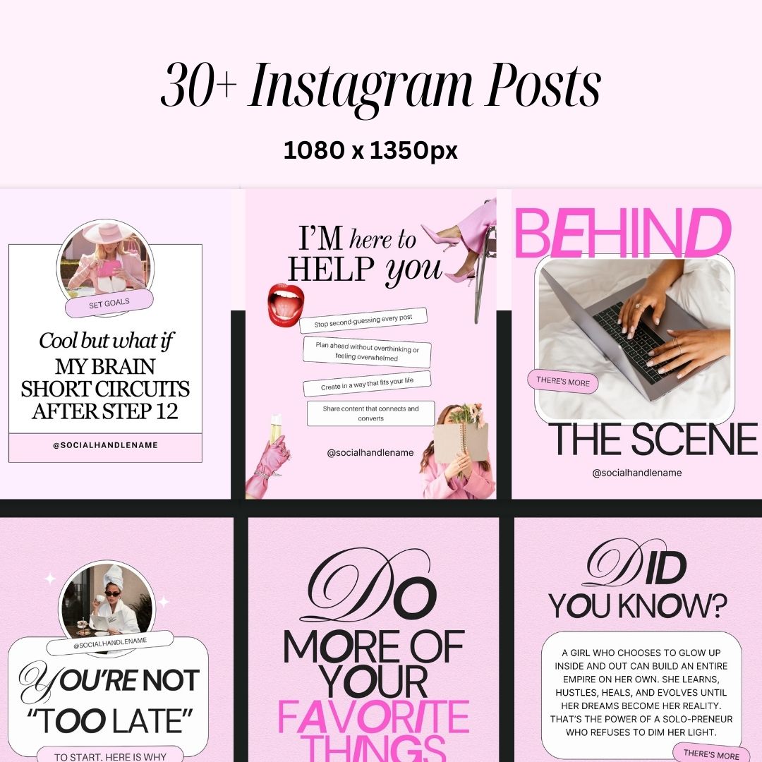 Branding Instagram Pink Aesthetic Trendy Post, Content Coach Business, IG Feed Social Canva 3