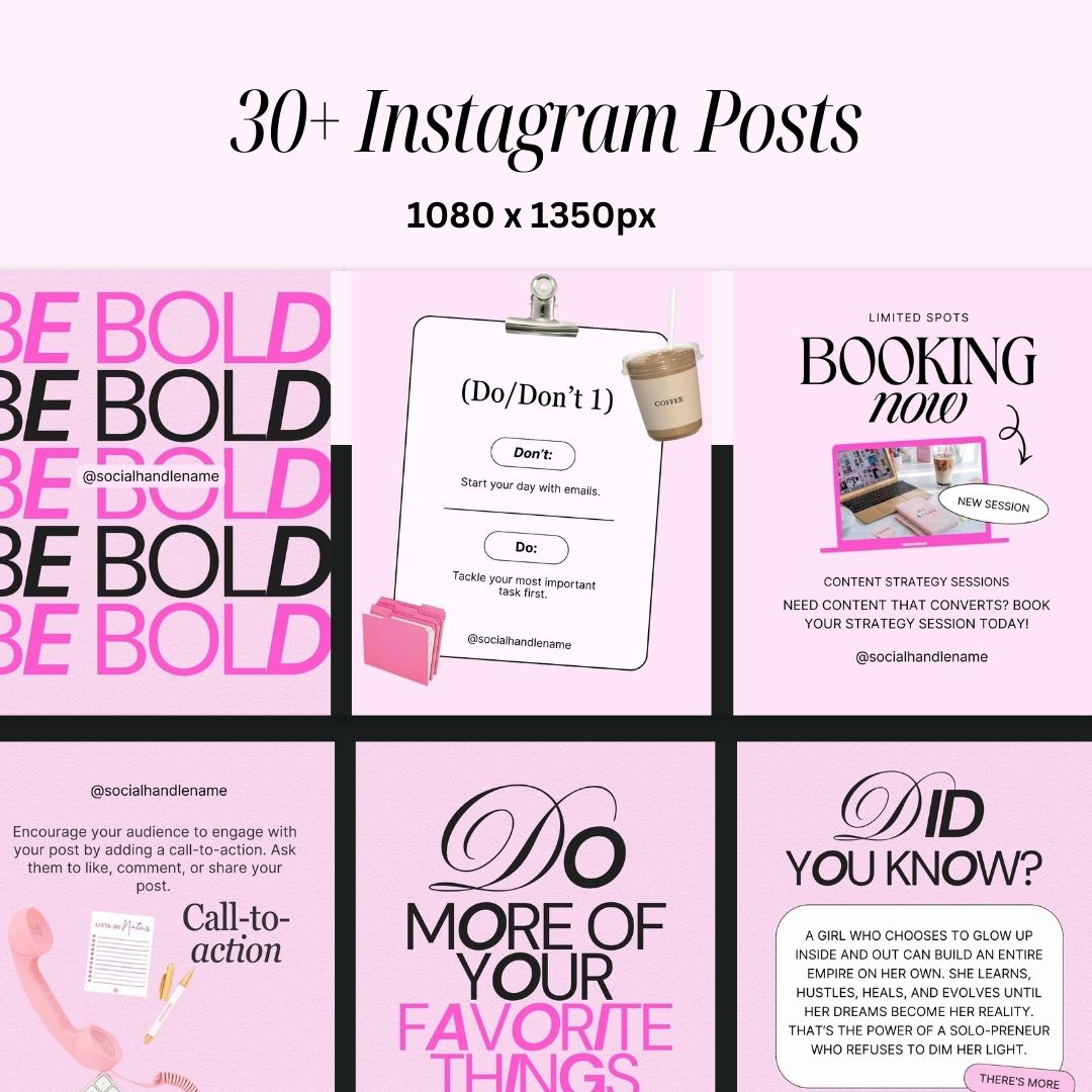 Branding Instagram Pink Aesthetic Trendy Post, Content Coach Business, IG Feed Social Canva 2