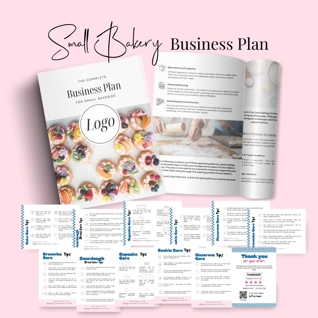 Branding Kit Java Cafe Editable Canva Templates Business Cards Marketing Posts Sweet Blue Pink Bakery Cafe Theme