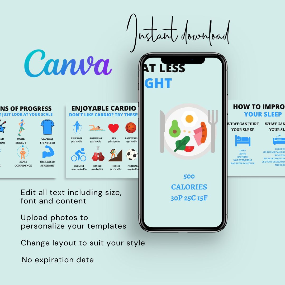 Fitness Infographic Social Media Instagram, Editable Canva Templates