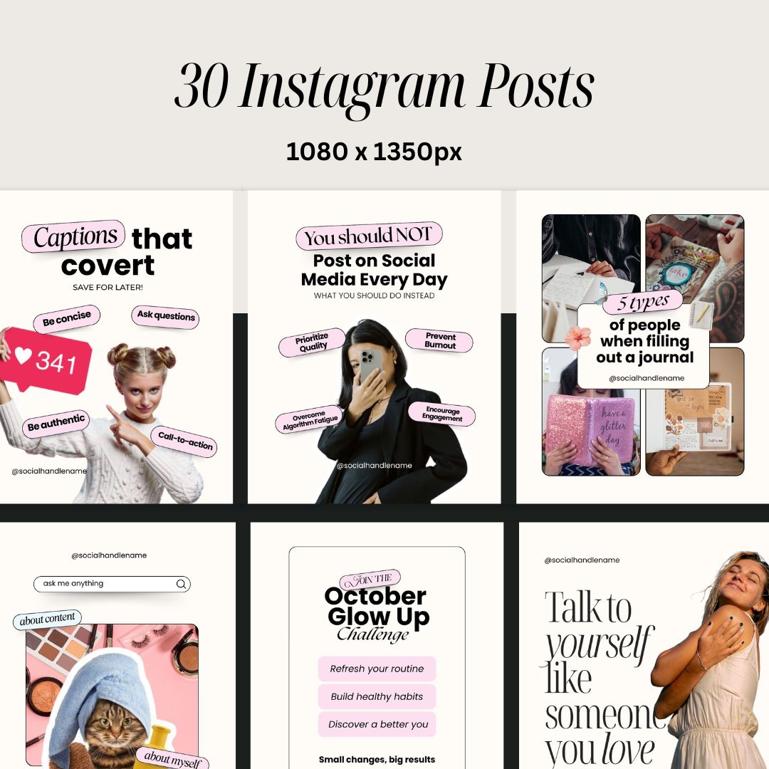 Girly Instagram Beige Aesthetic Trendy Post, Content Creator, IG Feed Social Canva
