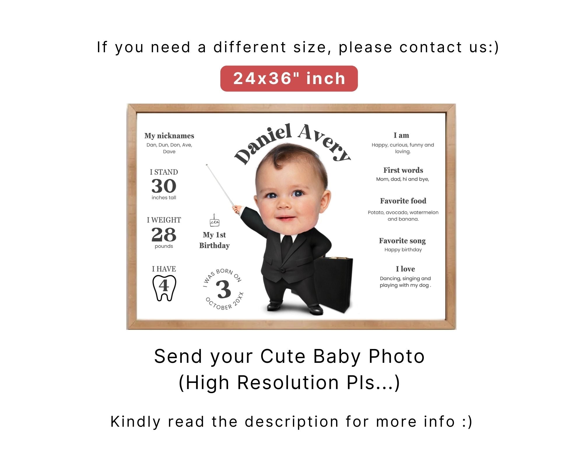 Personalized Baby Milestone Welcome Sign, Perfect for Baby Shower & Birthday,  Made-to-order download