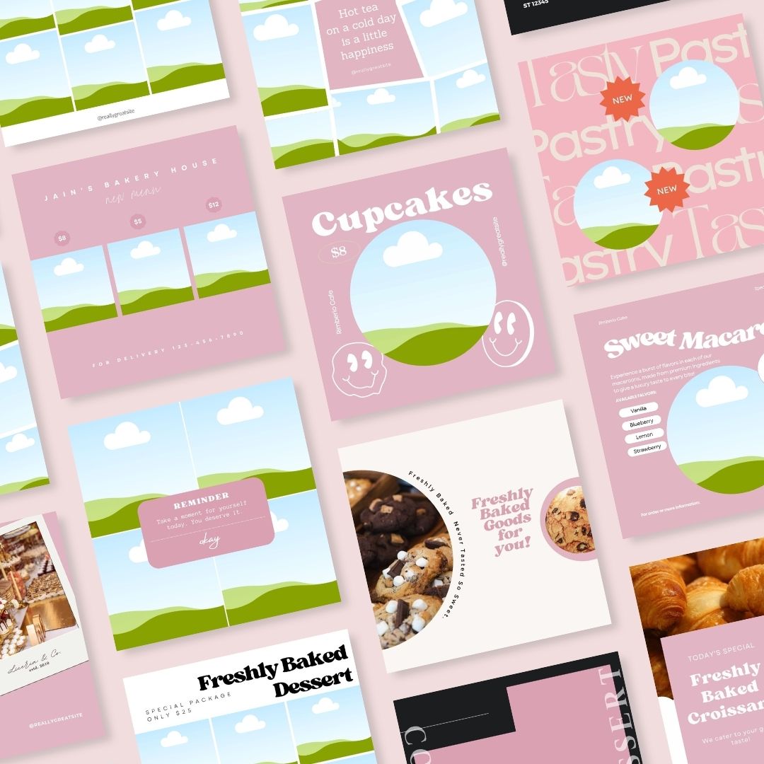 75+ Bakery Instagram Post Template, Editable Canva Template, Bakery Small Business, Social Media Post, 1080*1080 px