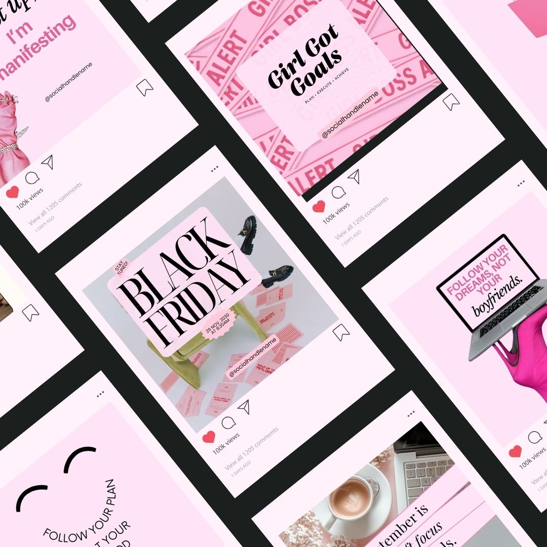 Branding Instagram Pink Aesthetic Trendy Post, Content Coach Business, IG Feed Social Canva