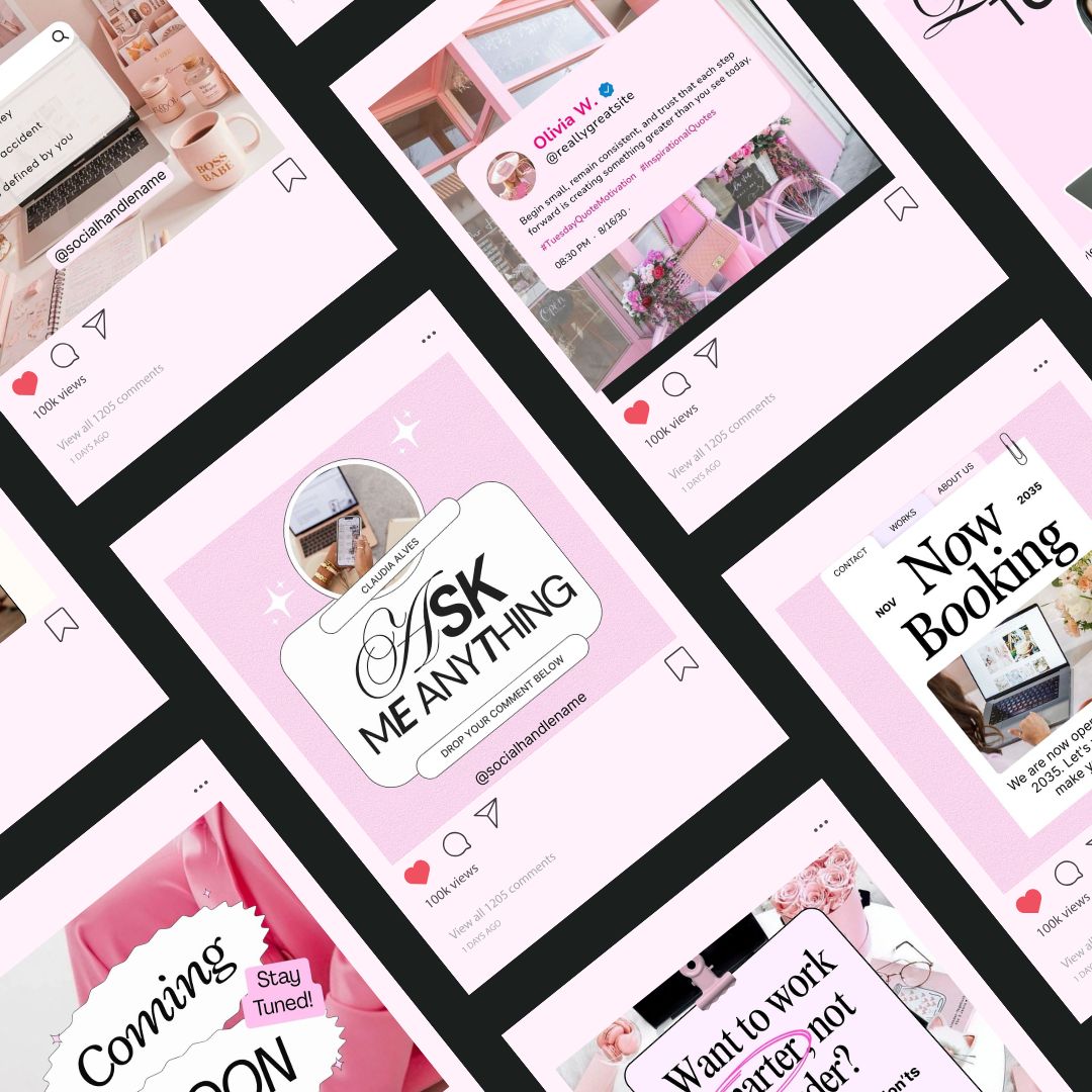 Branding Instagram Pink Aesthetic Trendy Post, Content Coach Business, IG Feed Social Canva 2