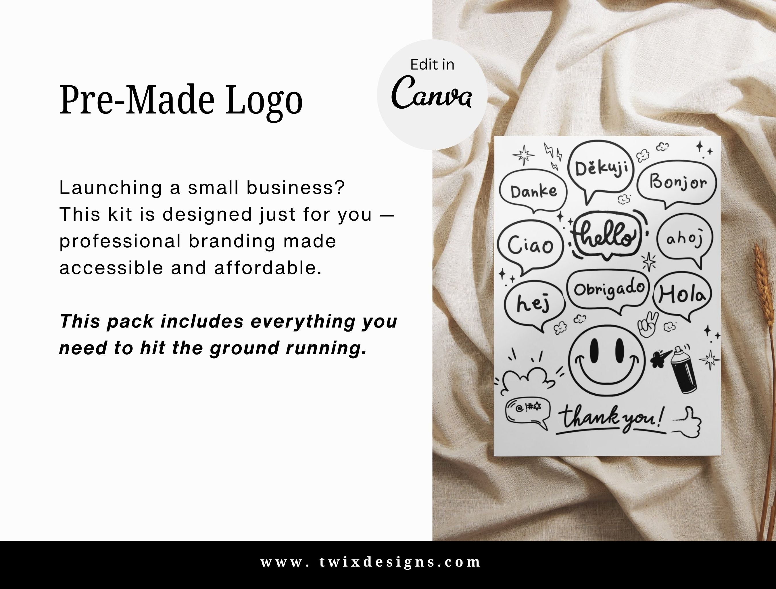 Branding Kit Comiko Editable Canva Templates Business Cards Marketing Posts Personal Brand Theme