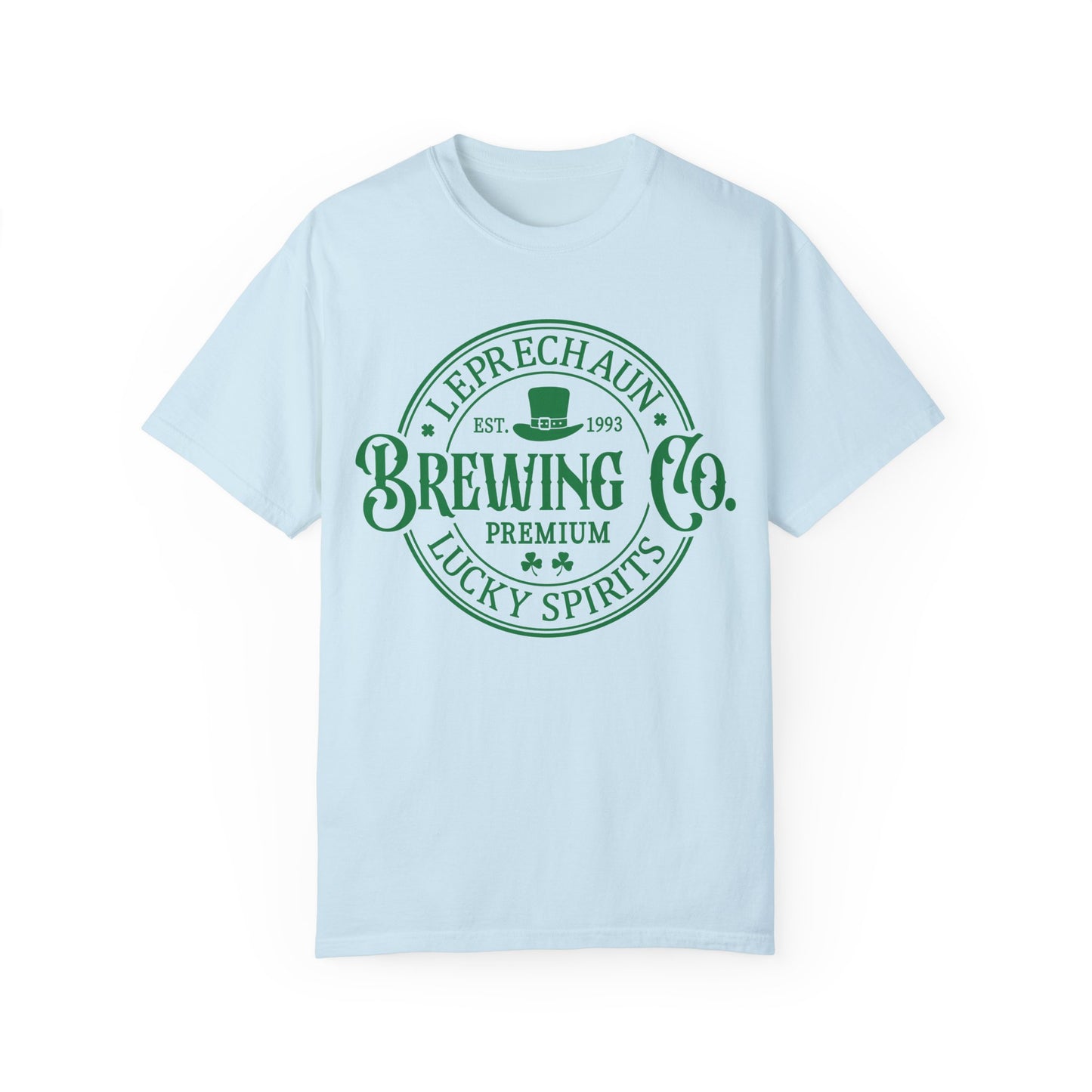 Leprechaun Brewing Co Lucky Spirits Unisex Garment-Dyed T-Shirt - Casual Vintage Style for Everyday Wear