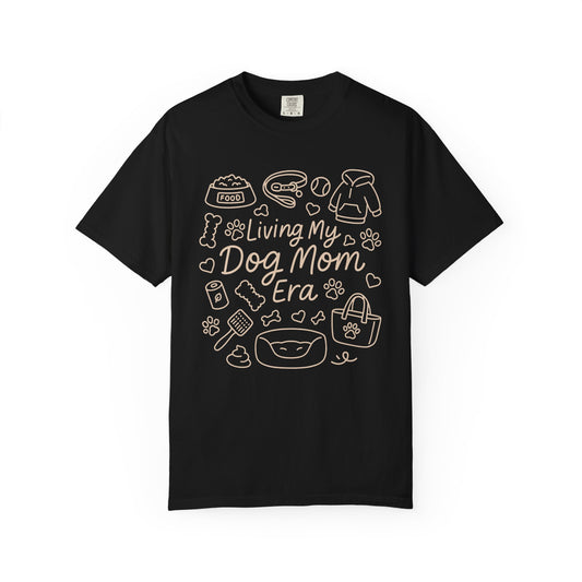 Living my dog mom era Unisex Garment-Dyed T-Shirt - Casual Vintage Style for Everyday Wear