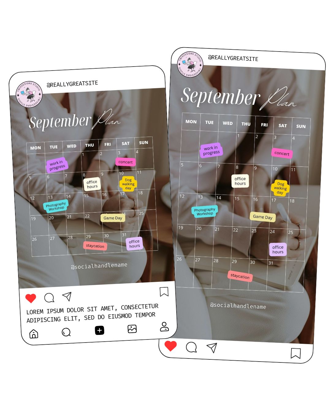 Calendar Plan Social Media Instagram Reels Post Editable Canva Templates