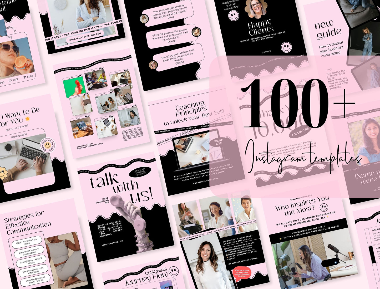 Branding Kit Pinkvibe Canva Templates Product Fashion Coach Etsy Kit BlackPink Theme