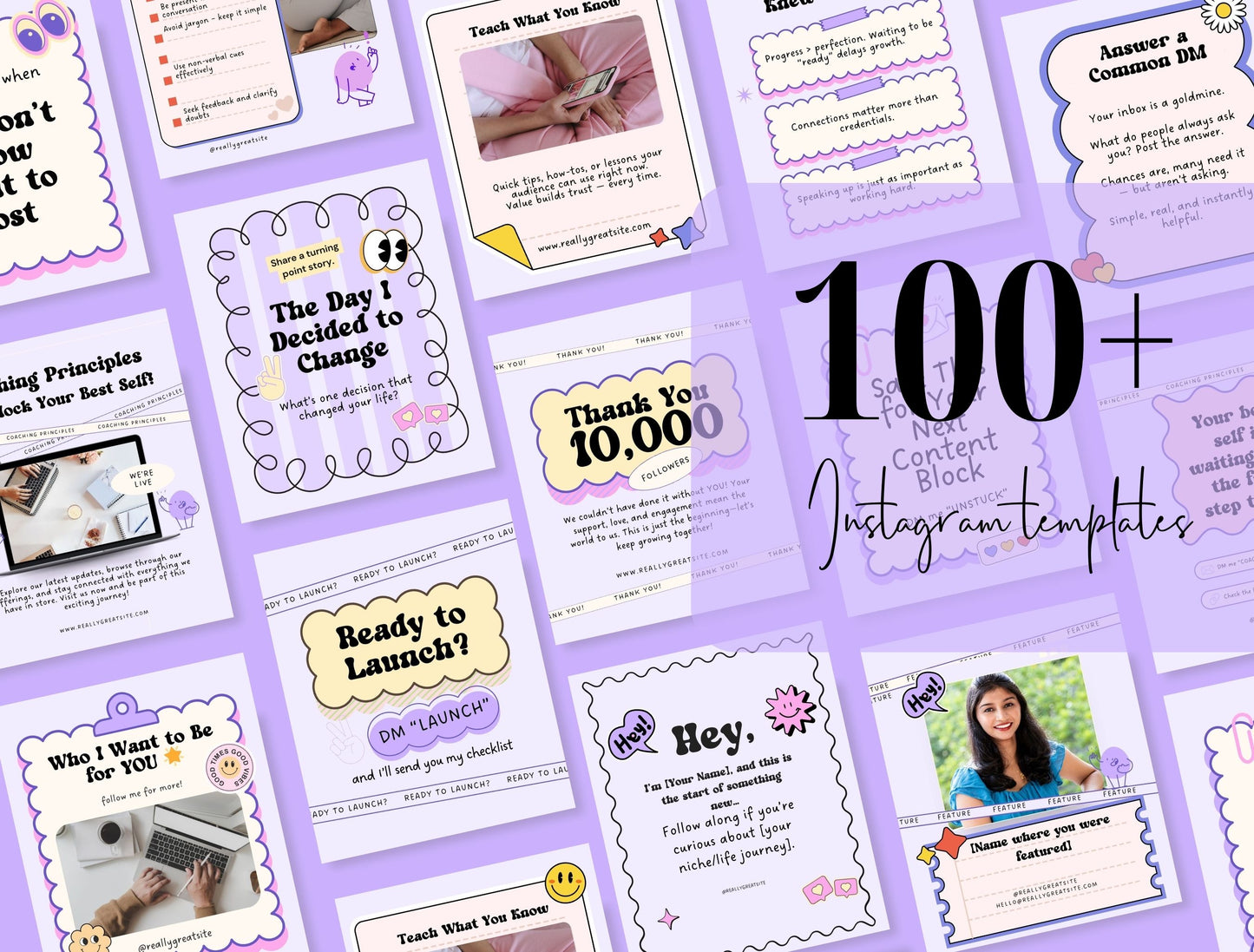 Branding Kit Cute Gumdrop Canva Templates Etsy Kit Purple Theme