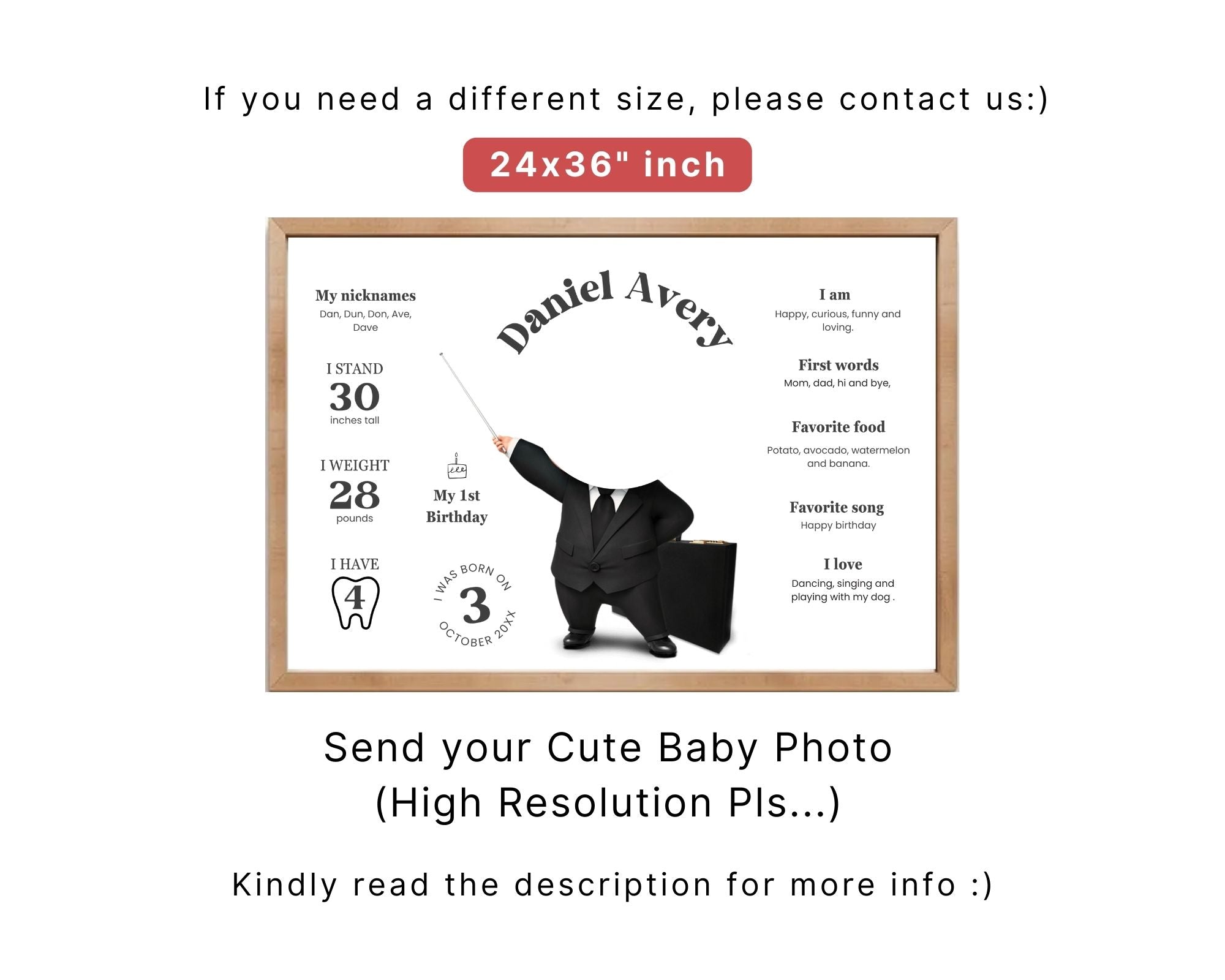 Personalized Baby Milestone Welcome Sign, Perfect for Baby Shower & Birthday,  Made-to-order download