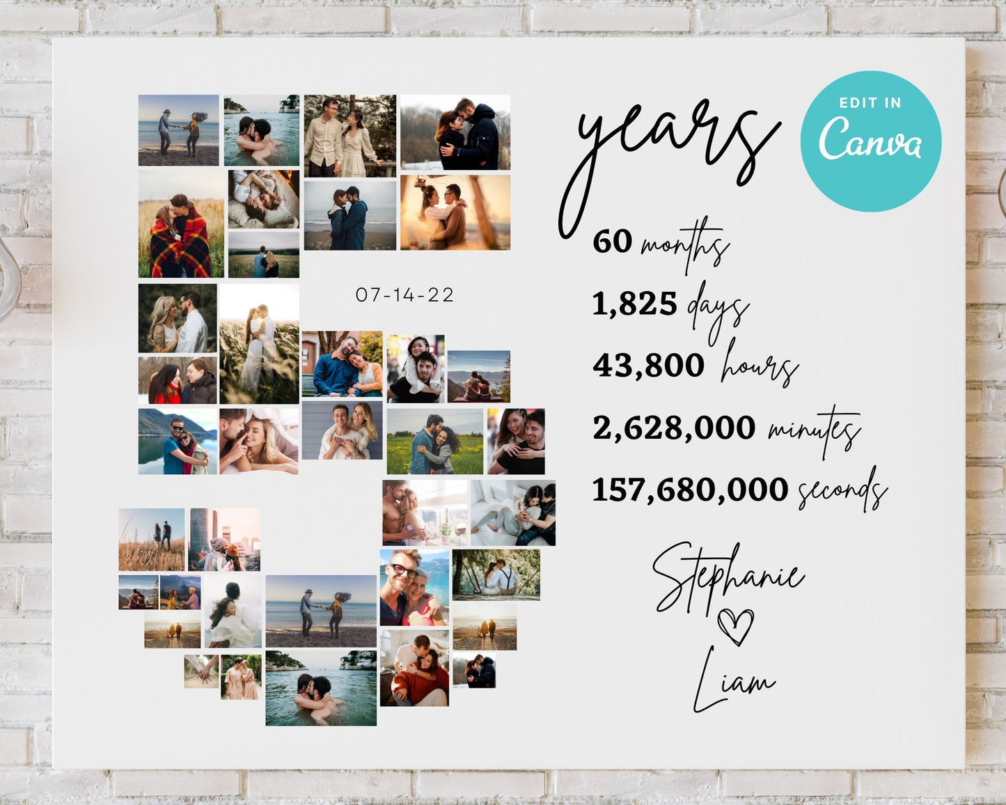 EDITABLE 5 Years Photo Collage, 37 Photos, Canva, DIGITAL