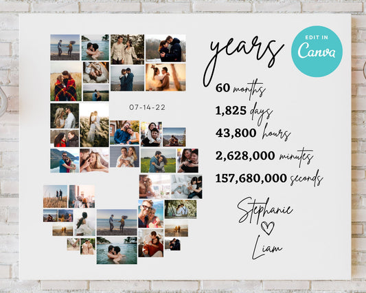 EDITABLE 5 Years Photo Collage, 37 Photos, Canva, DIGITAL