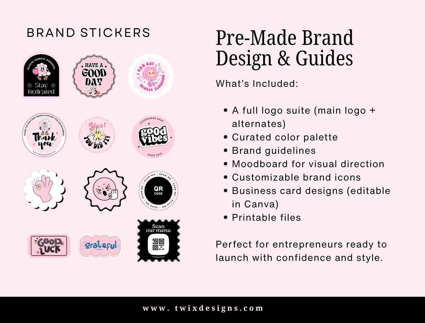 Branding Kit Pinkvibe Canva Templates Product Fashion Coach Etsy Kit BlackPink Theme