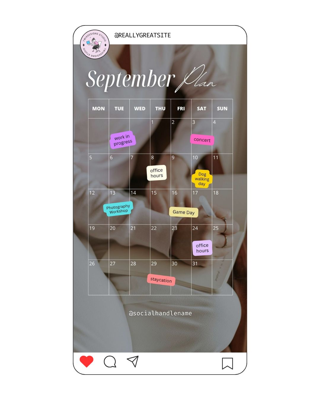 Calendar Plan Social Media Instagram Reels Post Editable Canva Templates