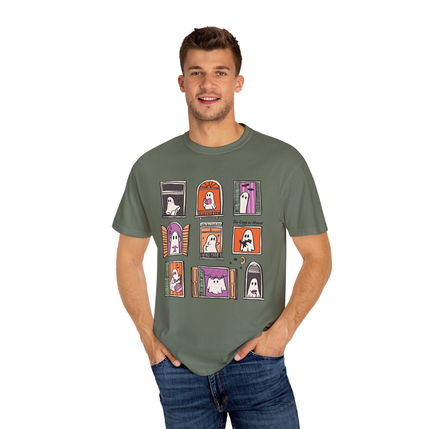 Cute Boos Halloween Unisex Garment-Dyed T-Shirt - Casual Vintage Style for Everyday Wear