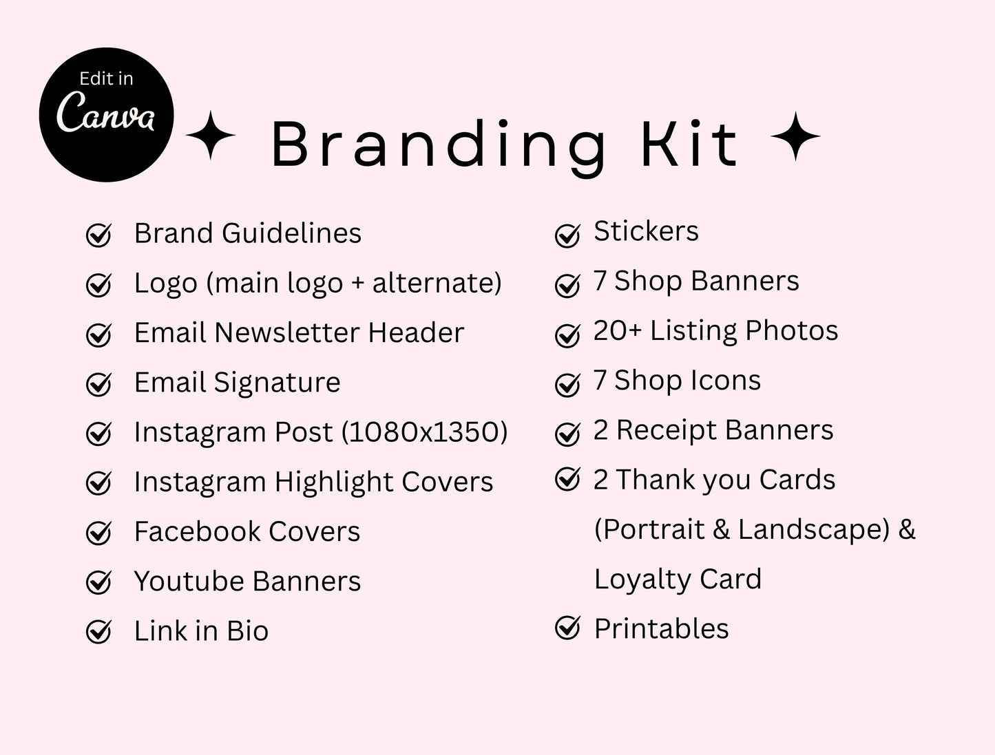 Branding Kit Pinkvibe Canva Templates Product Fashion Coach Etsy Kit BlackPink Theme