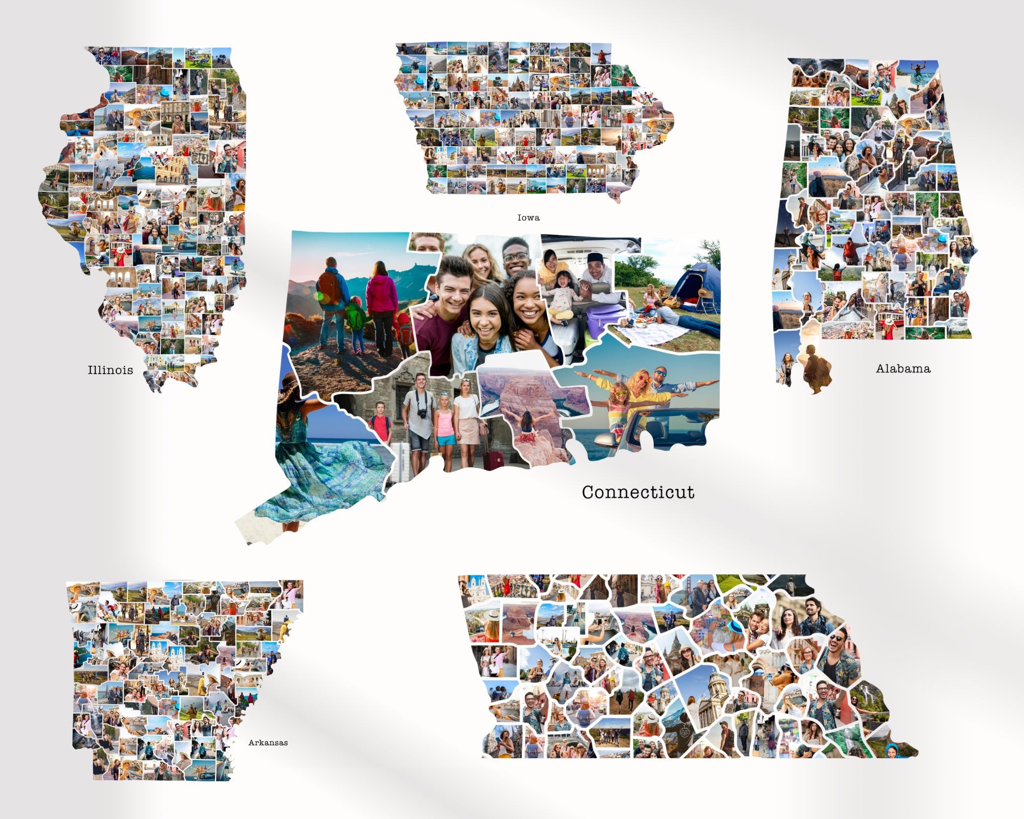 Personalized United States Map, US Photo Collage, Wall Art, Made-to-order download