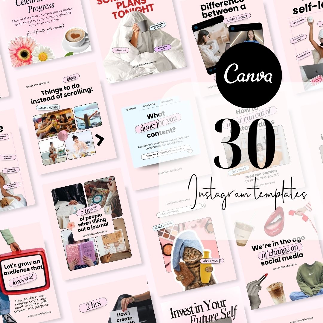 Girly Instagram Pink Aesthetic Trendy Post, Content Creator, IG Feed Social Canva