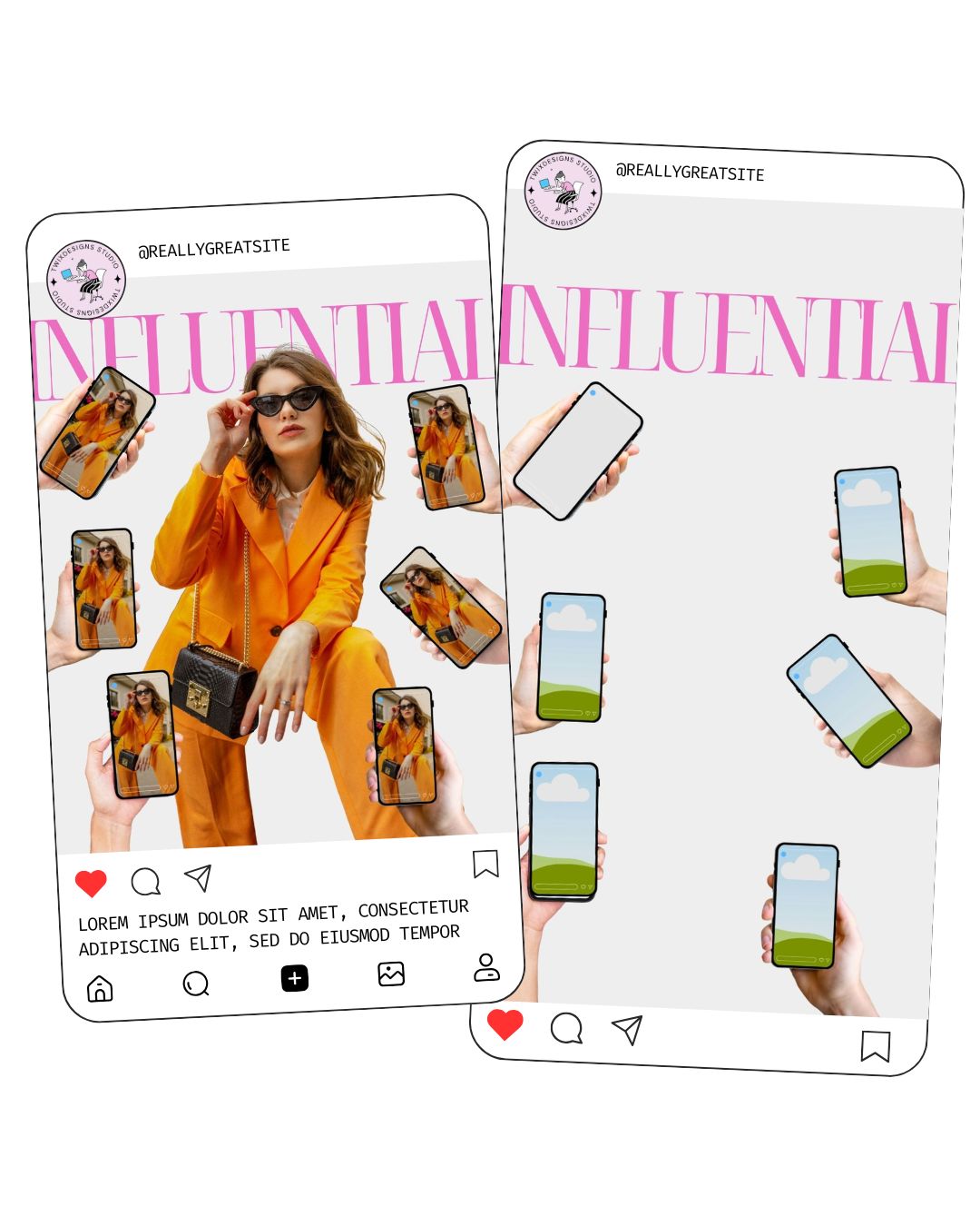 Phone Shots Social Media Instagram Reels Post Editable Canva Templates