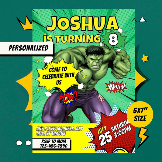 The Incredible Hulk Custom Birthday Invitation