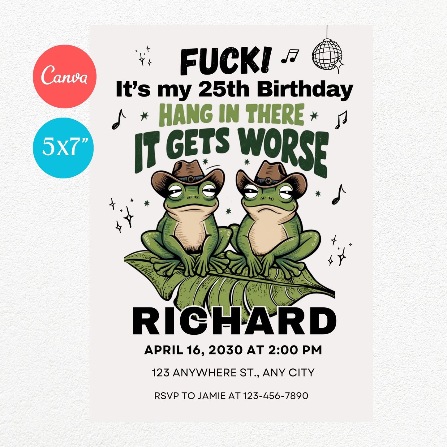 Hang in there it gets worse Birthday Party Invitation