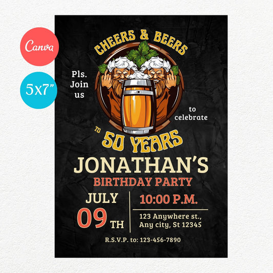 Cheers & Beers Birthday Party Invitation