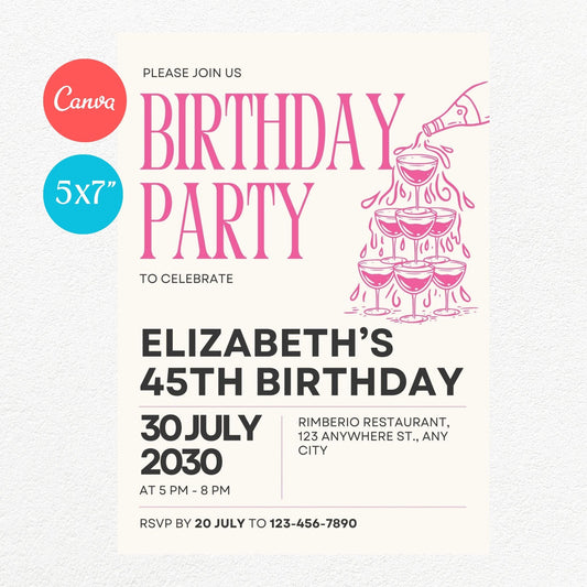 Wine Birthday Party Invitation