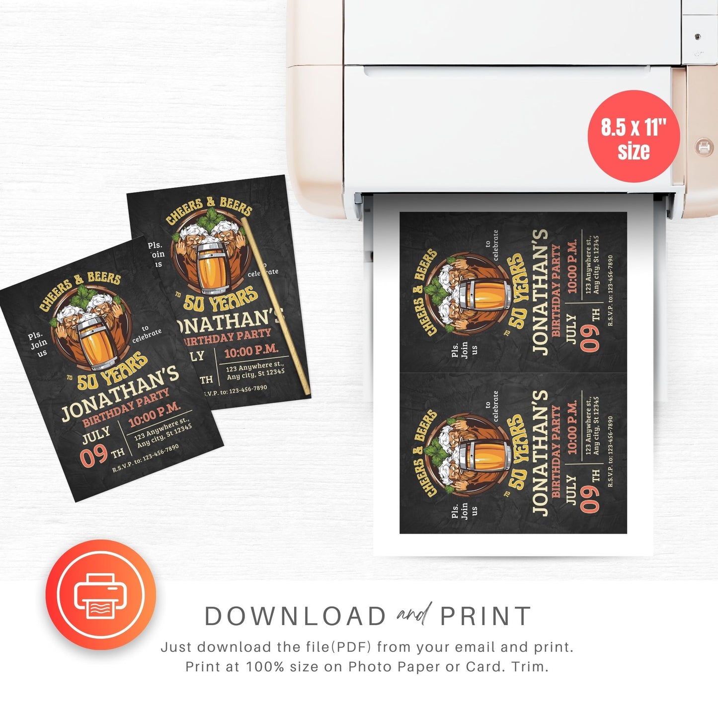 Cheers & Beers Birthday Party Invitation