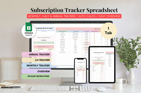 Subscription Tracker - Google Sheets