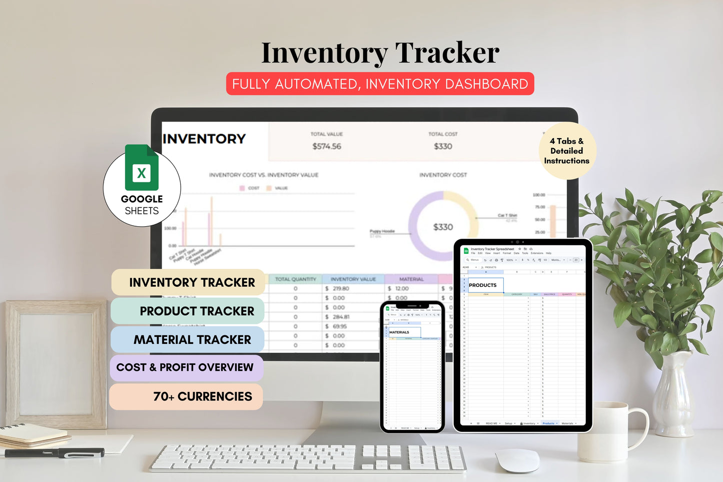 Small Business Inventory Tracker -Google Sheets