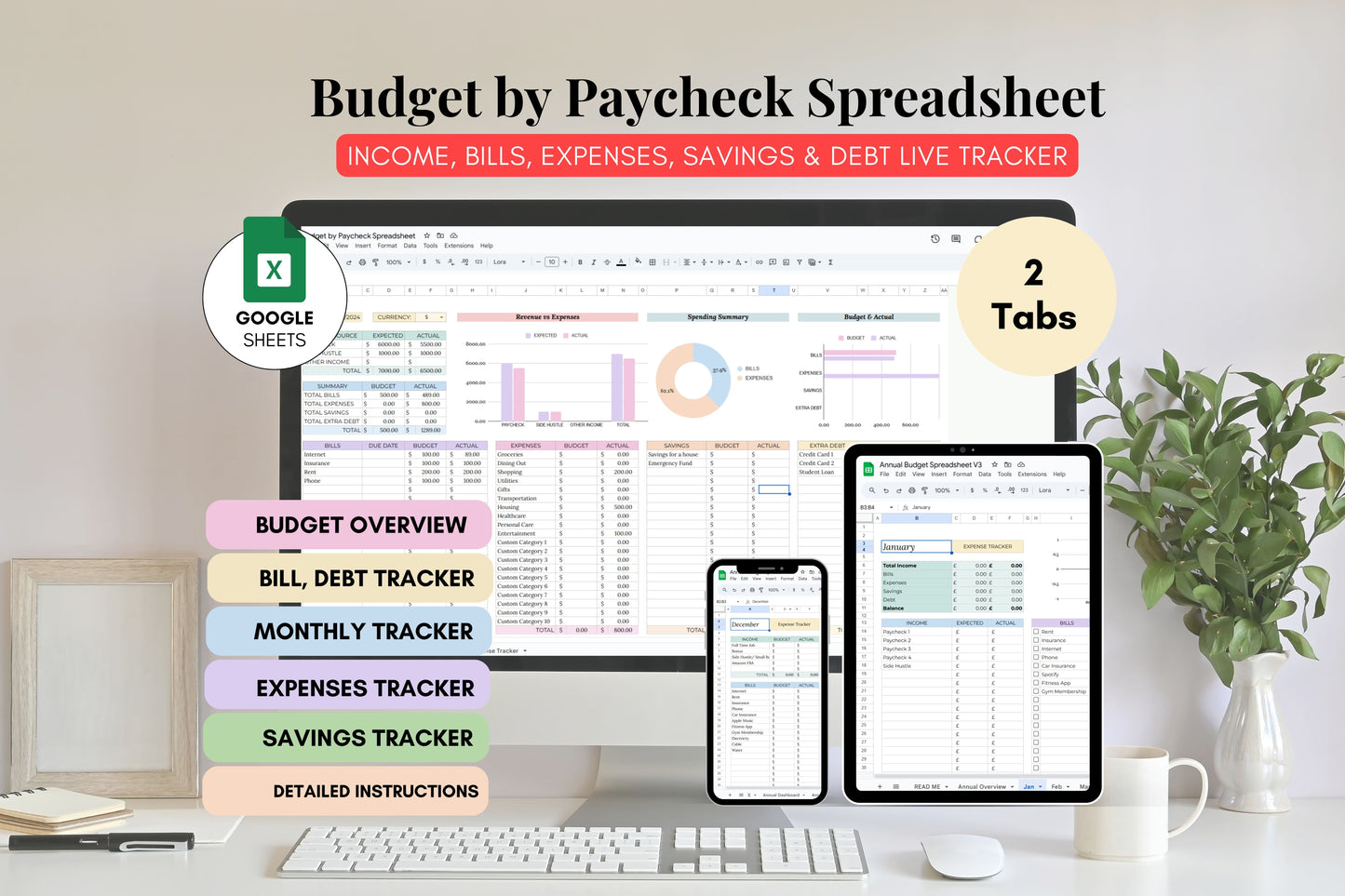 Budget by Paycheck Tracker - Google Sheets