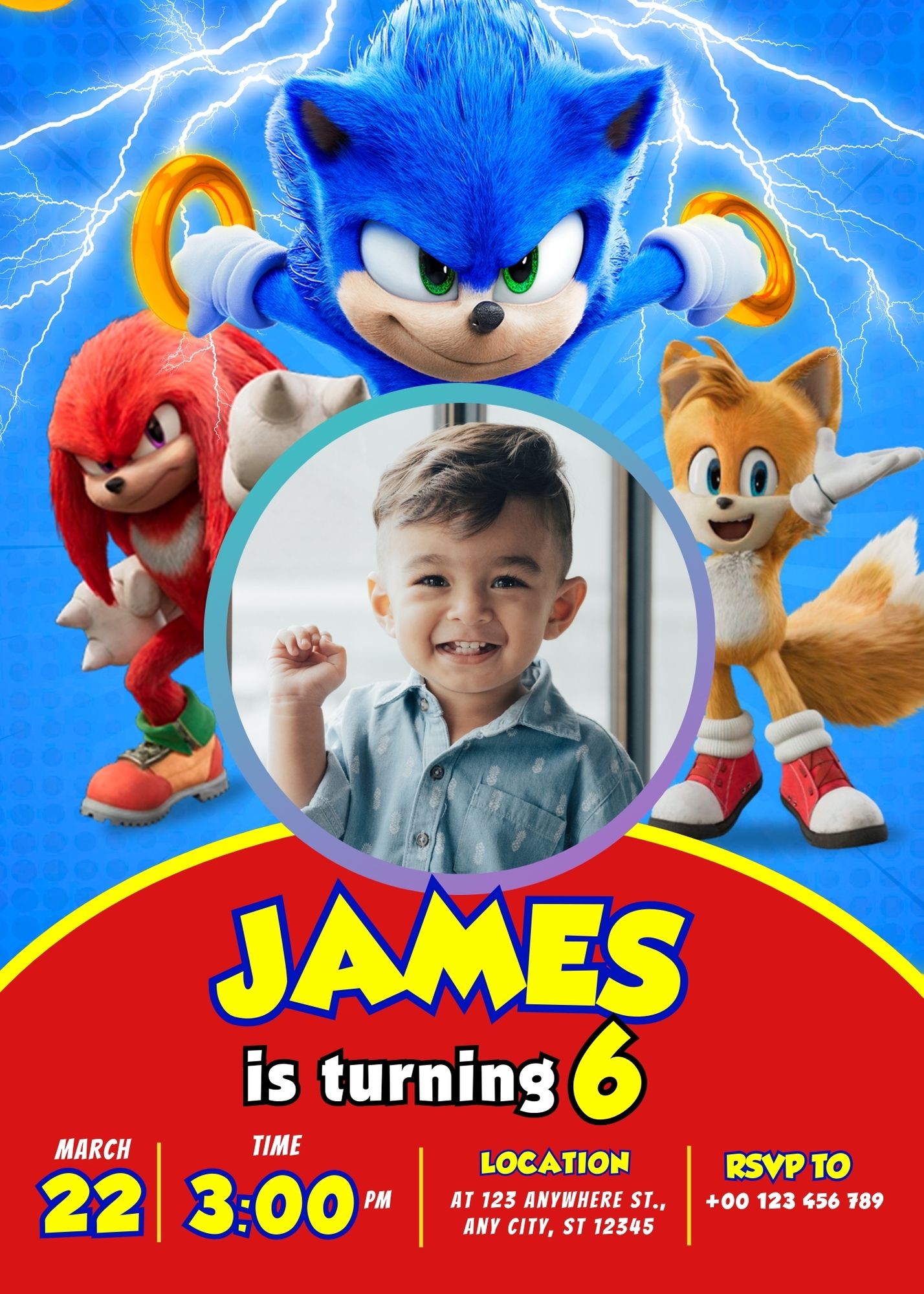 Sonic Custom Birthday Invitation