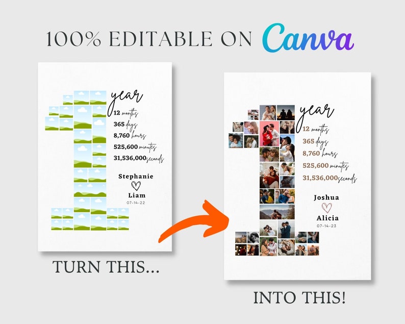 EDITABLE 40 Years Photo Collage, 81 Photos, Canva, DIGITAL