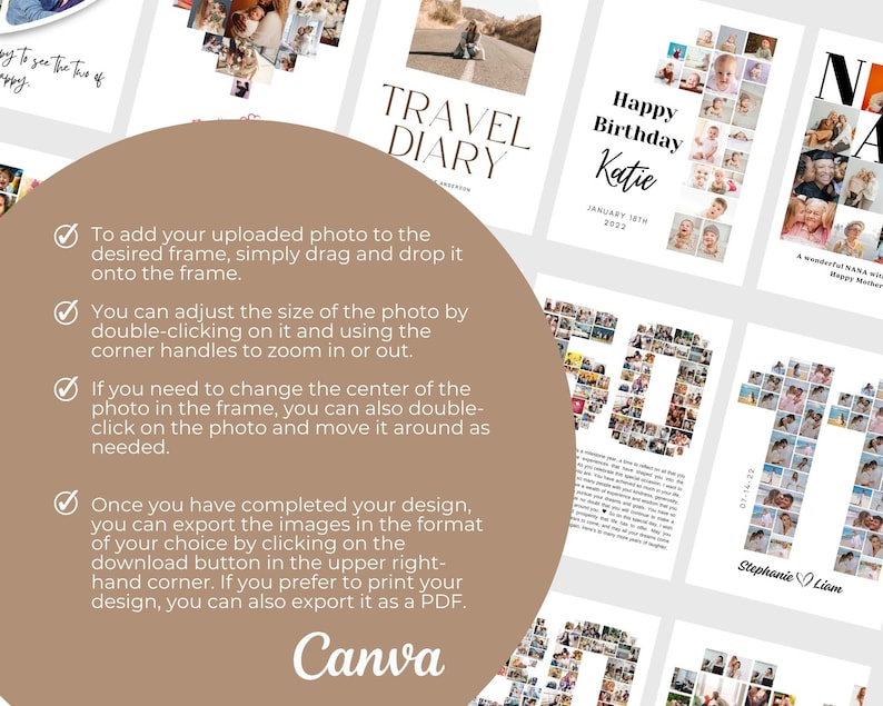 EDITABLE 3 Years Photo Collage, 40 Photos, Canva, DIGITAL