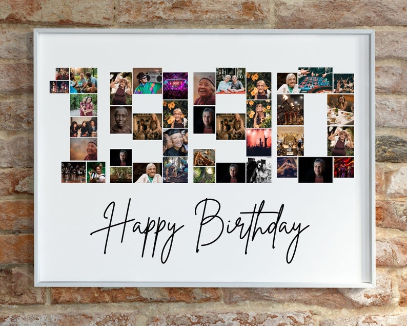 EDITABLE 1962 Photo Collage, 63rd Birthday, Photo Collage Gift, Number Collage, CANVA