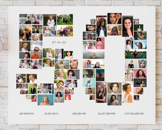 EDITABLE Personalized Photo Collage, 50 Years Perfect for Birthday and Anniversary Gifts, 71 photos, Canva Template, DIGITAL