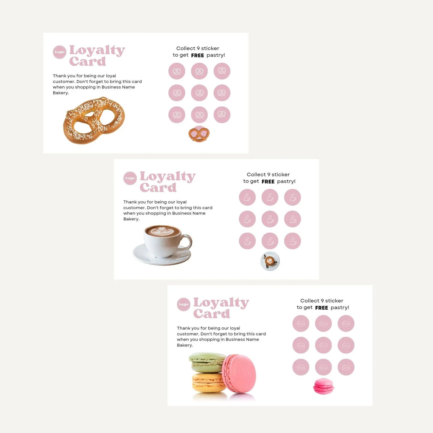 Bakery Loyalty Card Printable, Editable Canva Template, Bakery Small Business, 3.34 * 1.96 inch size