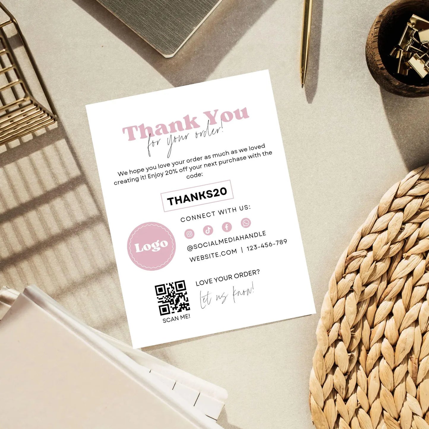 6 Dessert Care Card Printable, Editable Canva Template, Bakery Small Business, 3 * 4 inch size