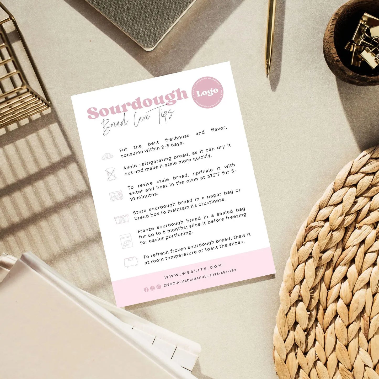 6 Dessert Care Card Printable, Editable Canva Template, Bakery Small Business, 3 * 4 inch size