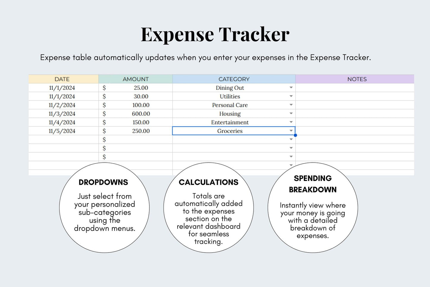 Monthly Budget Tracker Template - Google Sheets