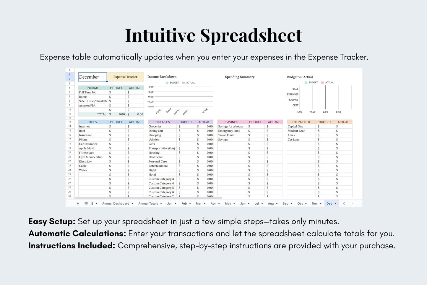 Monthly Budget Tracker Template - Google Sheets