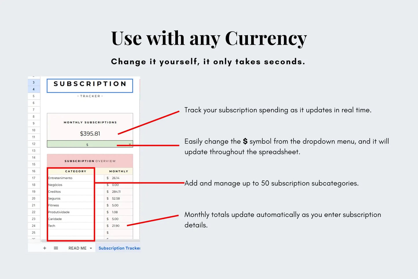 Subscription Tracker - Google Sheets