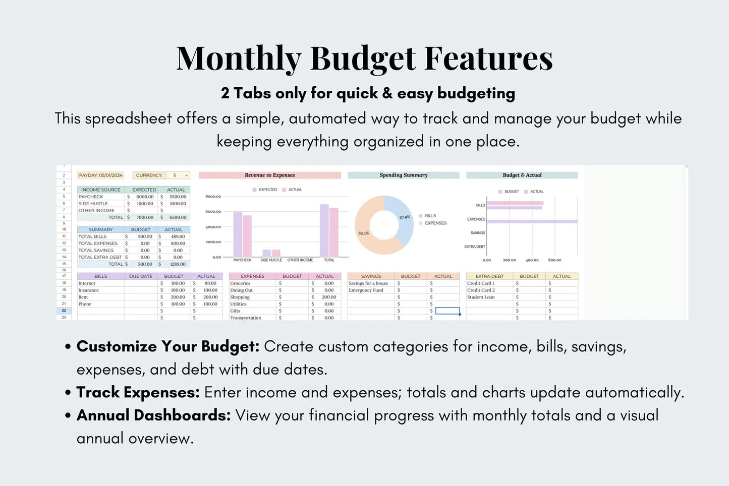 Budget by Paycheck Tracker - Google Sheets