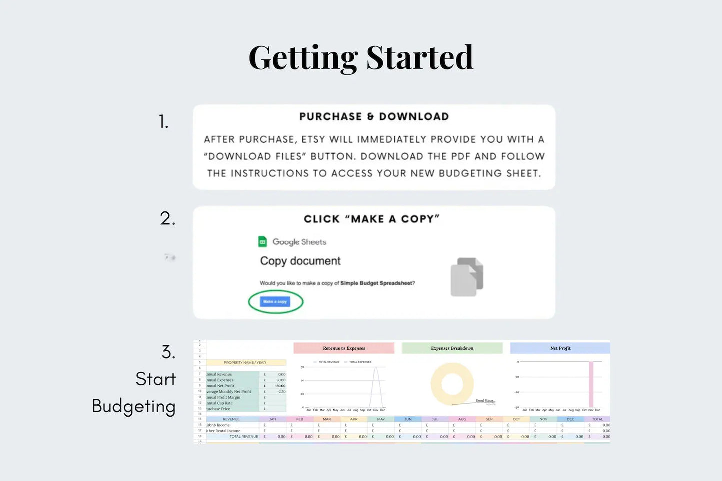 Simple Budget Tracker - Google Sheets - 1 tab