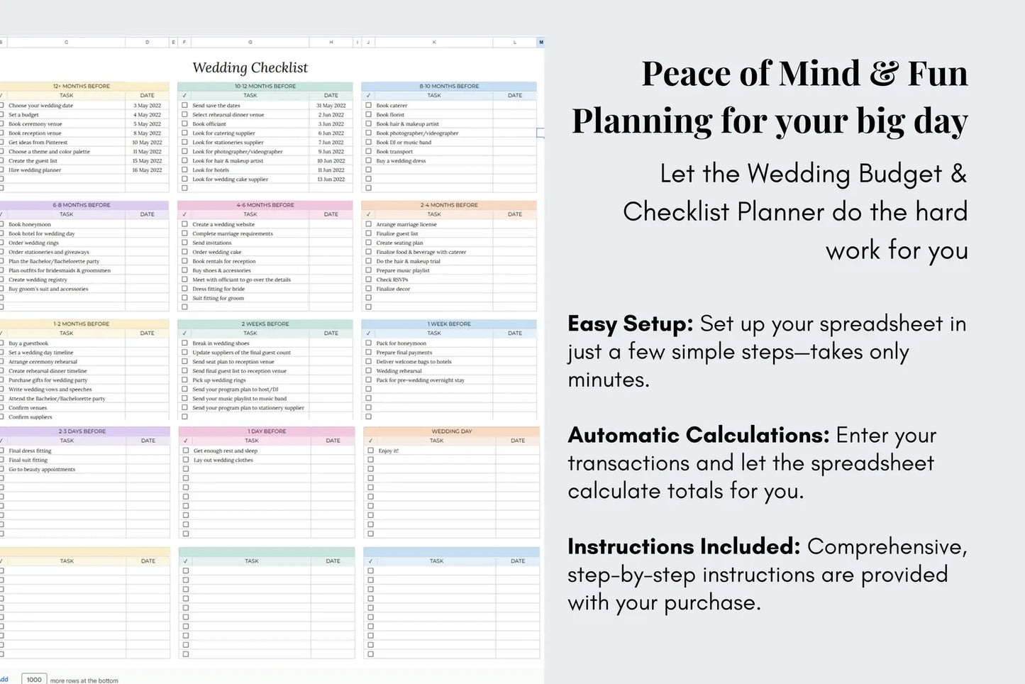 Wedding Planner Budget Tracker - Google Sheets