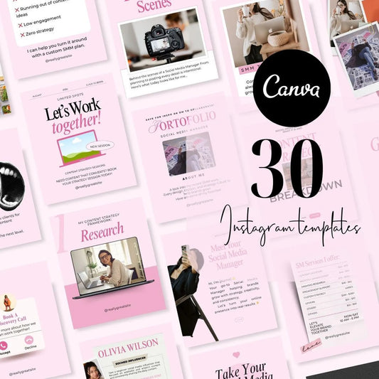 Social Media Manager SMM Posts and Stories Instagram Marketing Digital Social Canva Pink Theme
