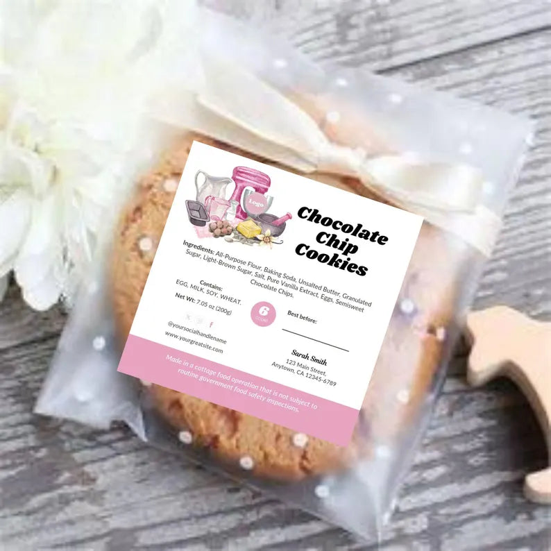 Cottage Law Card Printable, Editable Canva Template 2, Bakery Small Business, 3*3 inch size