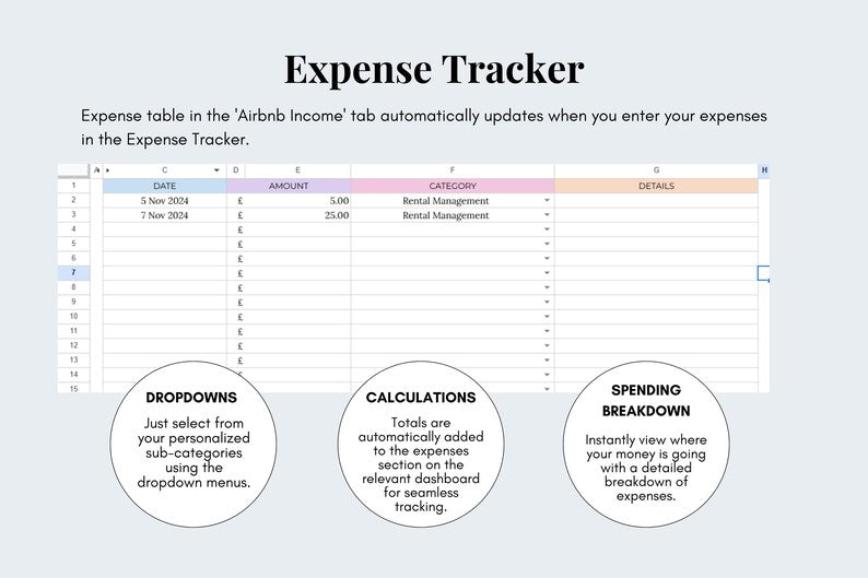 Airbnb Income & Expense Tracker - Google Sheets